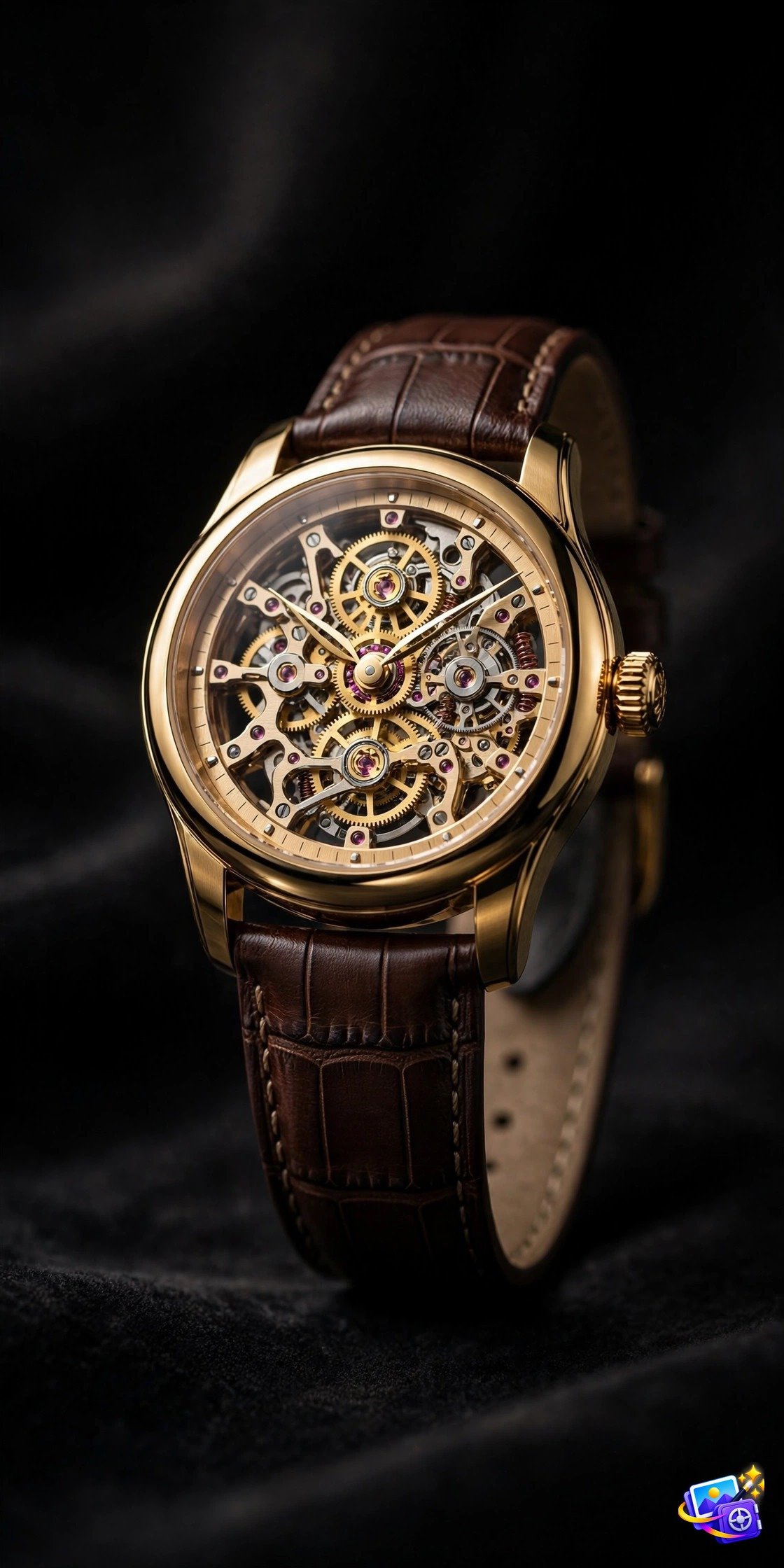 Ai image generation prompts luxury watch example with dramatic studio light