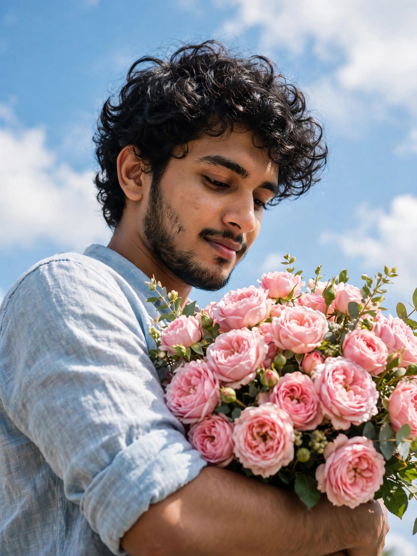 Rose Bouquet Sky Portrait image prompt