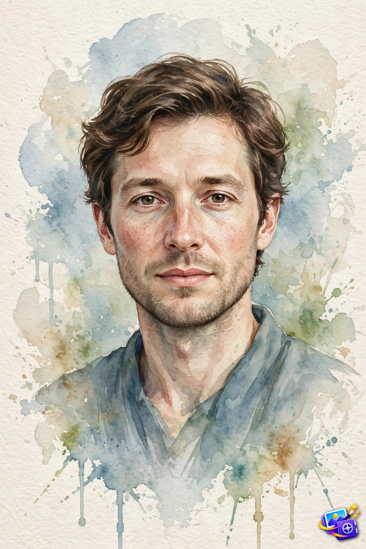 Meta AI photo prompts watercolor painting portrait example