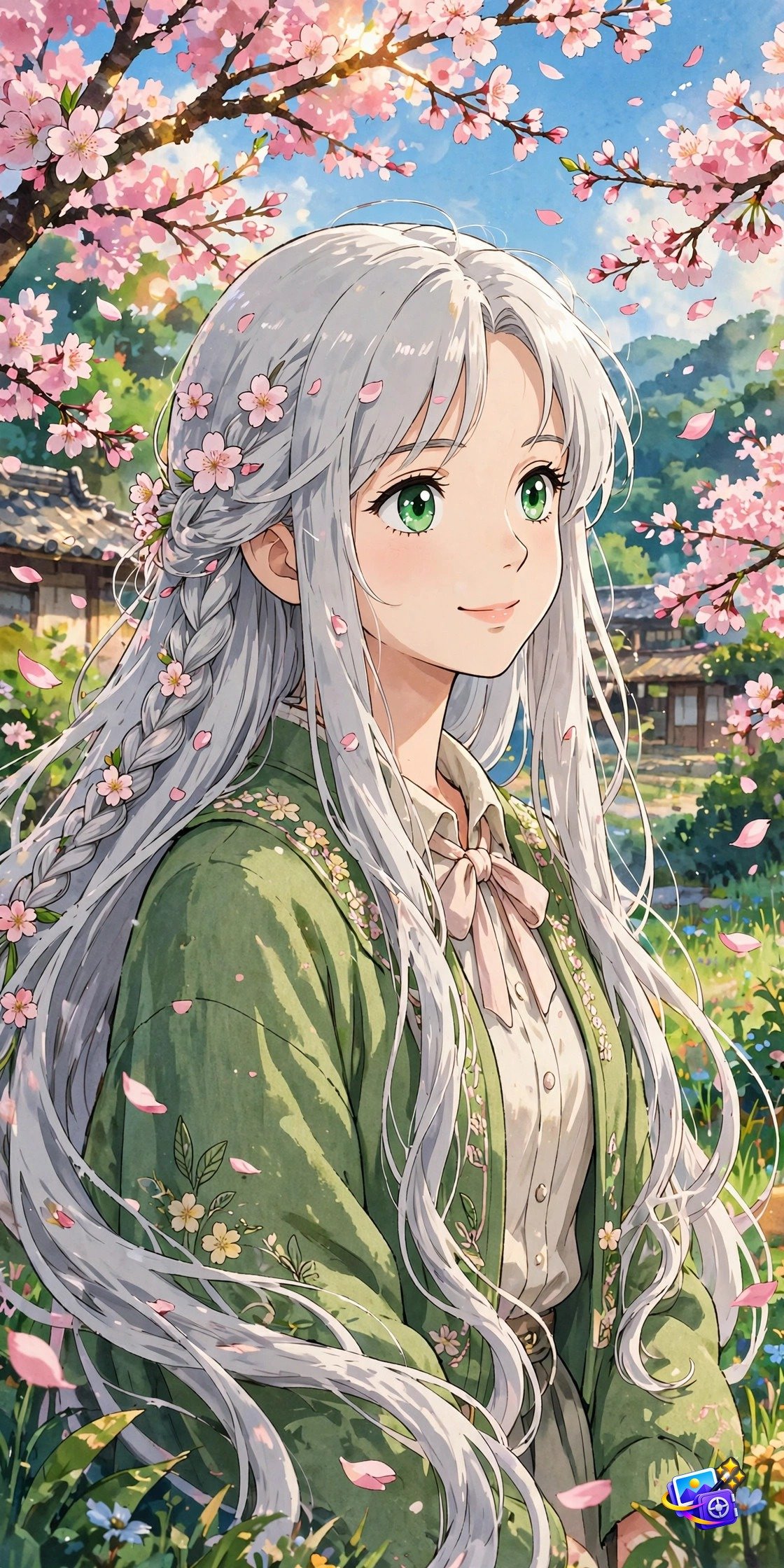 Anime girl portrait example from our Midjourney image prompts for girls collection